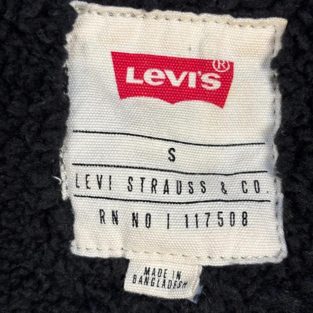 Levis Mens Sherpa Lined Flannel Shirt Jacket Plaid Yellow Navy Blue Size Small